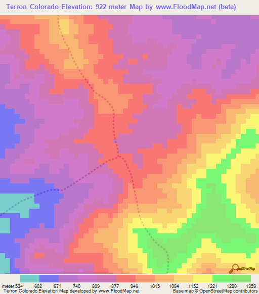 Terron Colorado,Venezuela Elevation Map