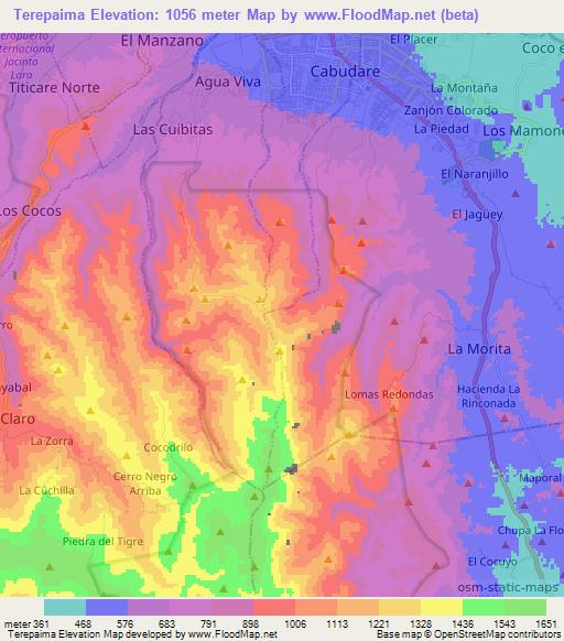 Terepaima,Venezuela Elevation Map