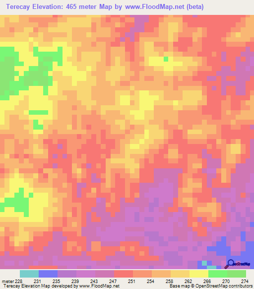 Terecay,Venezuela Elevation Map