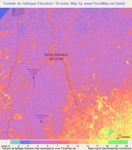 Teotiste de Gallegas,Venezuela Elevation Map