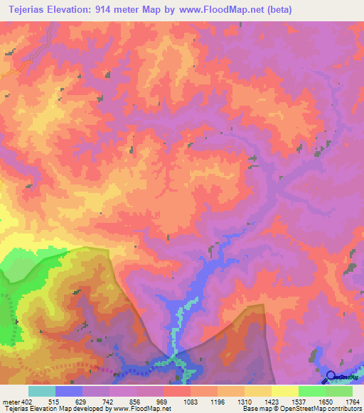 Tejerias,Venezuela Elevation Map