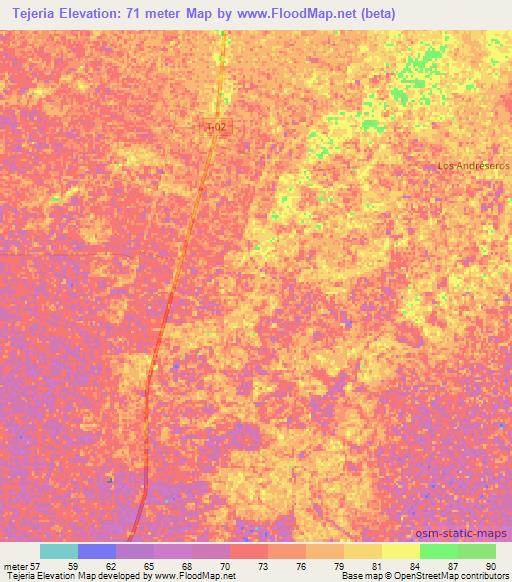 Tejeria,Venezuela Elevation Map