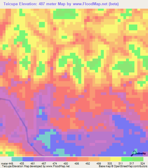 Teicupa,Venezuela Elevation Map