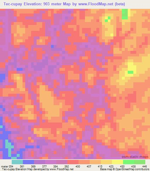 Tec-cupay,Venezuela Elevation Map