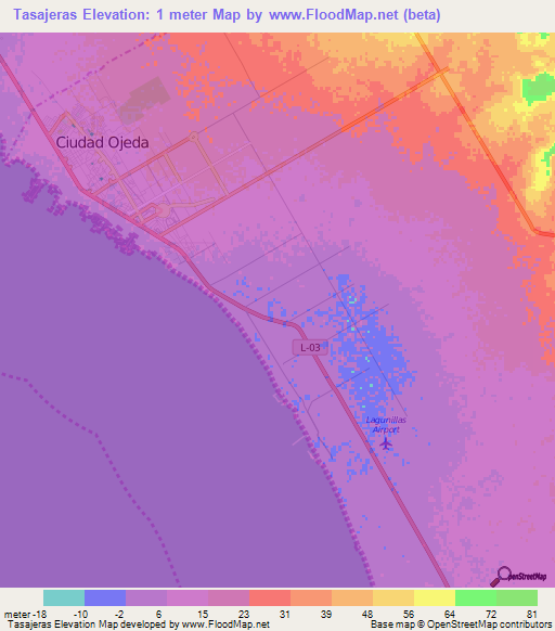 Tasajeras,Venezuela Elevation Map
