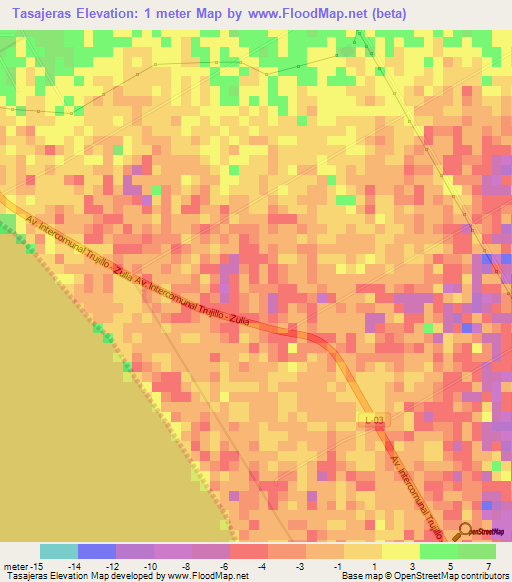 Tasajeras,Venezuela Elevation Map