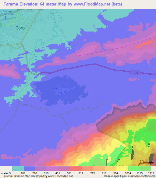 Taruma,Venezuela Elevation Map