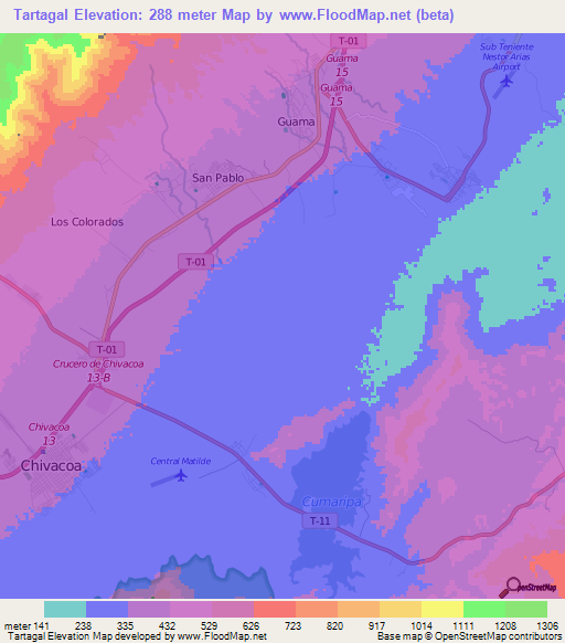 Tartagal,Venezuela Elevation Map