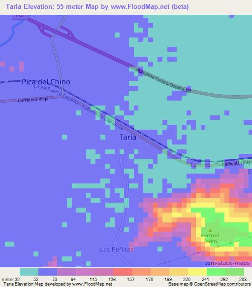 Taria,Venezuela Elevation Map