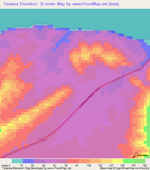 Taratara,Venezuela Elevation Map