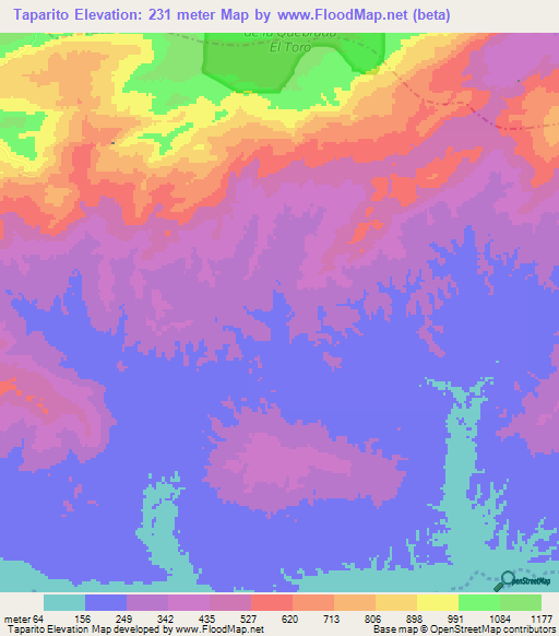 Taparito,Venezuela Elevation Map