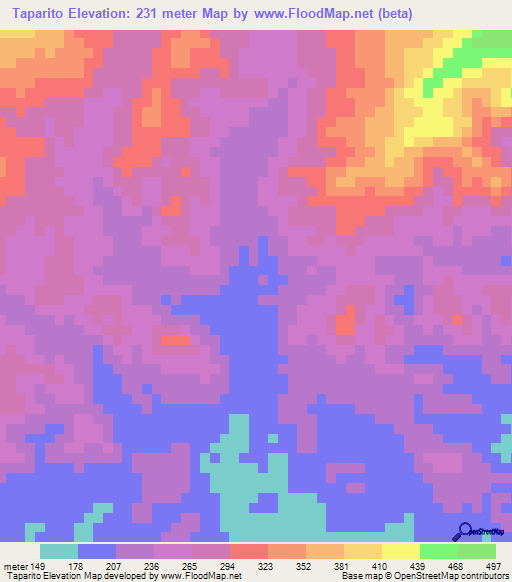 Taparito,Venezuela Elevation Map