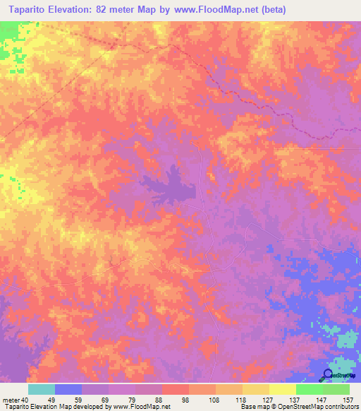 Taparito,Venezuela Elevation Map
