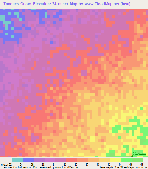 Tanques Onoto,Venezuela Elevation Map