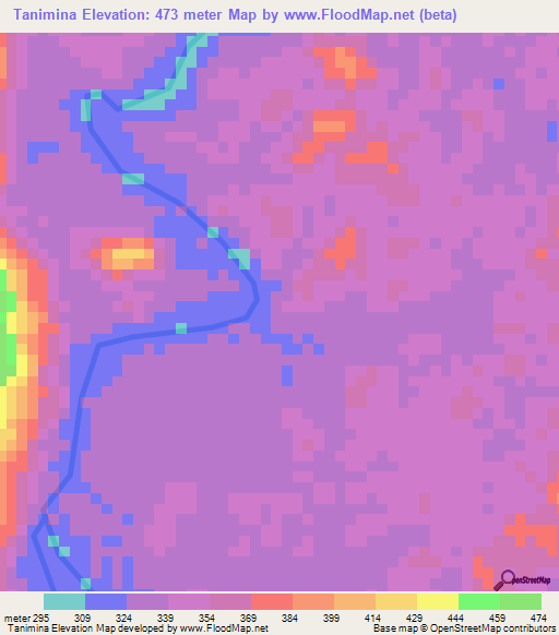 Tanimina,Venezuela Elevation Map
