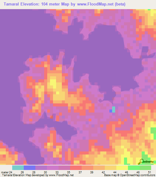 Tamaral,Venezuela Elevation Map
