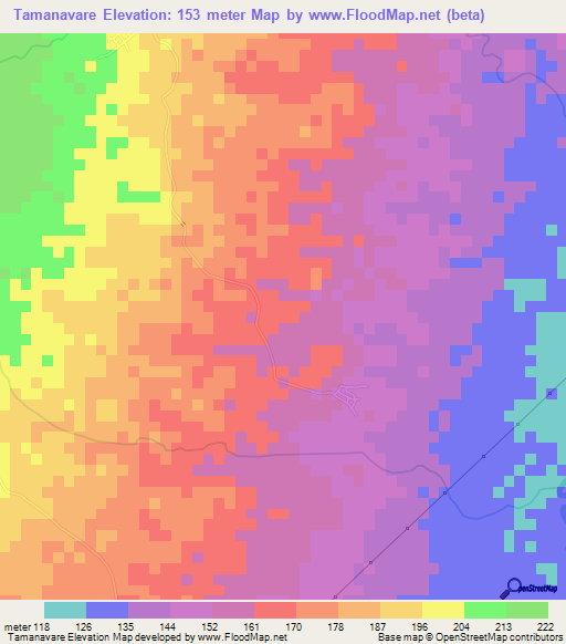 Tamanavare,Venezuela Elevation Map