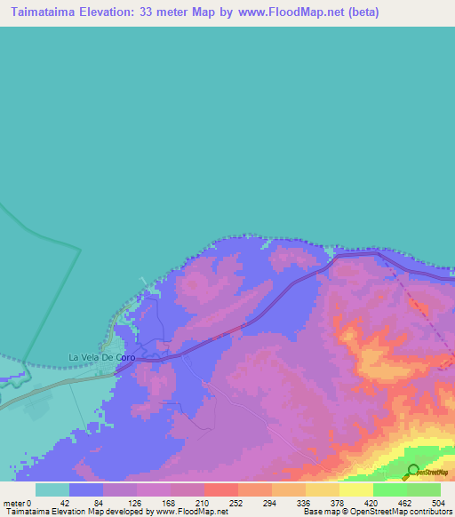 Taimataima,Venezuela Elevation Map