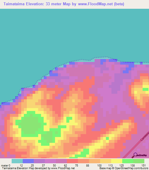 Taimataima,Venezuela Elevation Map