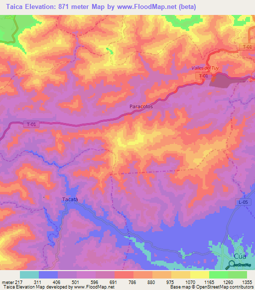 Taica,Venezuela Elevation Map