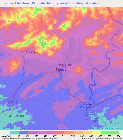Taguay,Venezuela Elevation Map