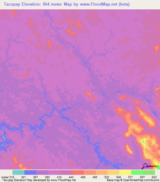 Tacupay,Venezuela Elevation Map