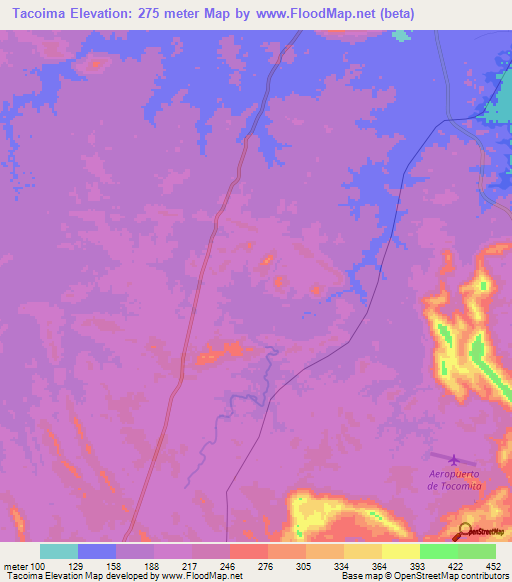 Tacoima,Venezuela Elevation Map