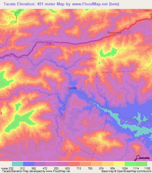 Tacata,Venezuela Elevation Map