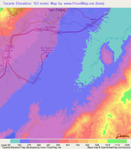 Tacarte,Venezuela Elevation Map