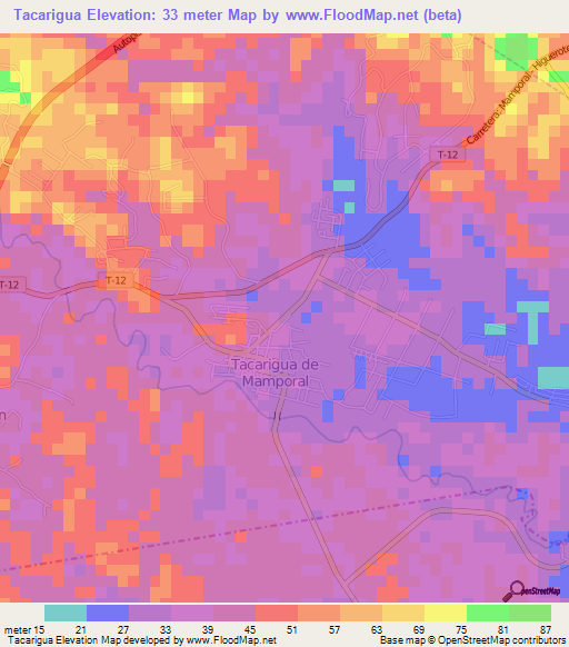 Tacarigua,Venezuela Elevation Map