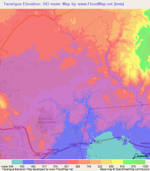Tacarigua,Venezuela Elevation Map
