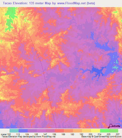 Tacao,Venezuela Elevation Map