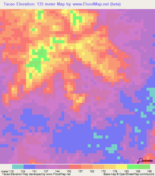 Tacao,Venezuela Elevation Map