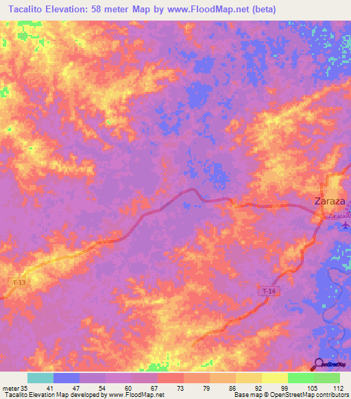Tacalito,Venezuela Elevation Map
