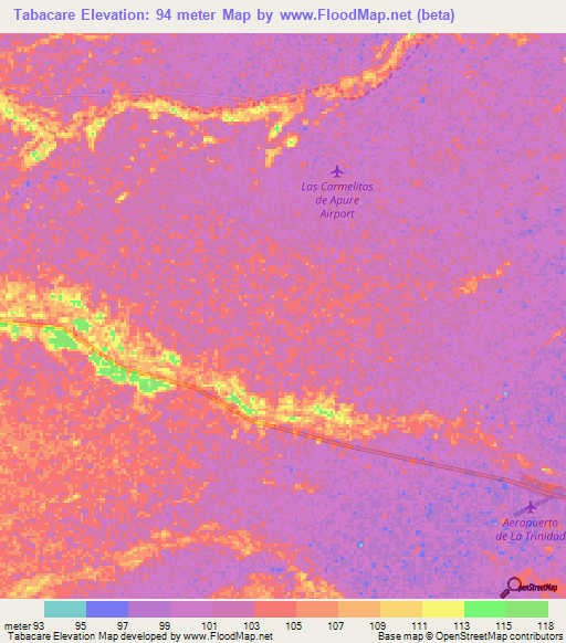 Tabacare,Venezuela Elevation Map