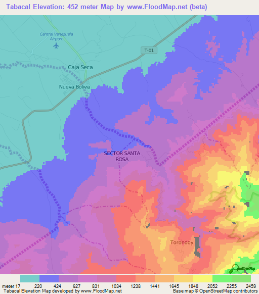 Tabacal,Venezuela Elevation Map