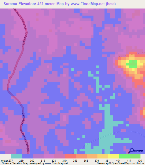 Surama,Venezuela Elevation Map