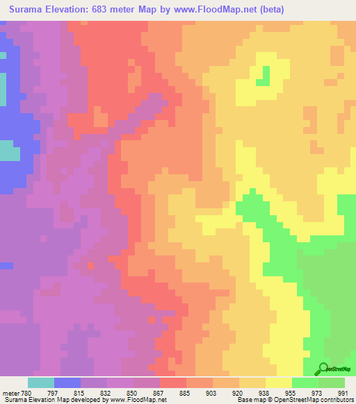 Surama,Venezuela Elevation Map