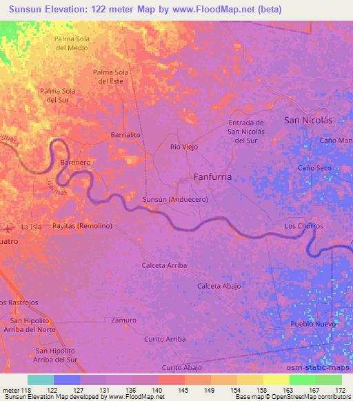 Sunsun,Venezuela Elevation Map
