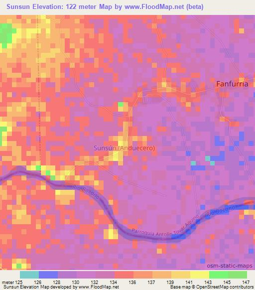 Sunsun,Venezuela Elevation Map