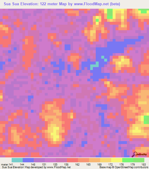 Sua Sua,Venezuela Elevation Map