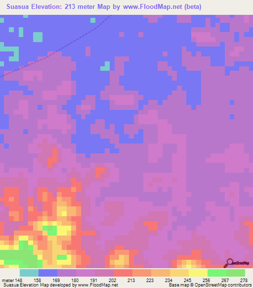 Suasua,Venezuela Elevation Map