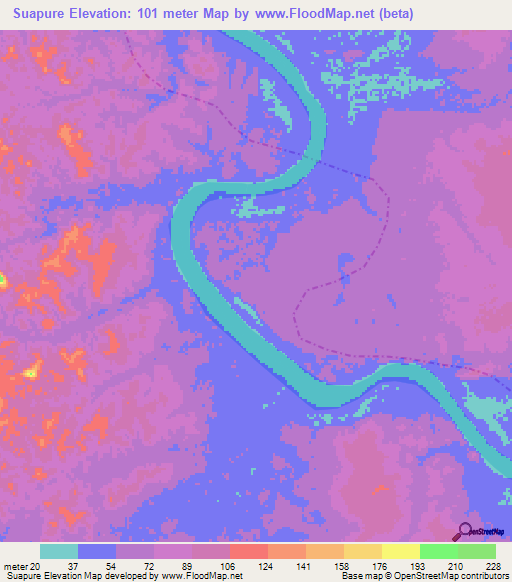 Suapure,Venezuela Elevation Map