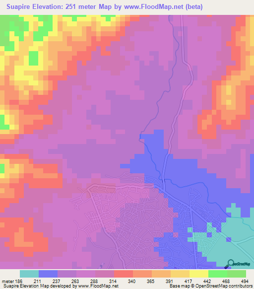 Suapire,Venezuela Elevation Map