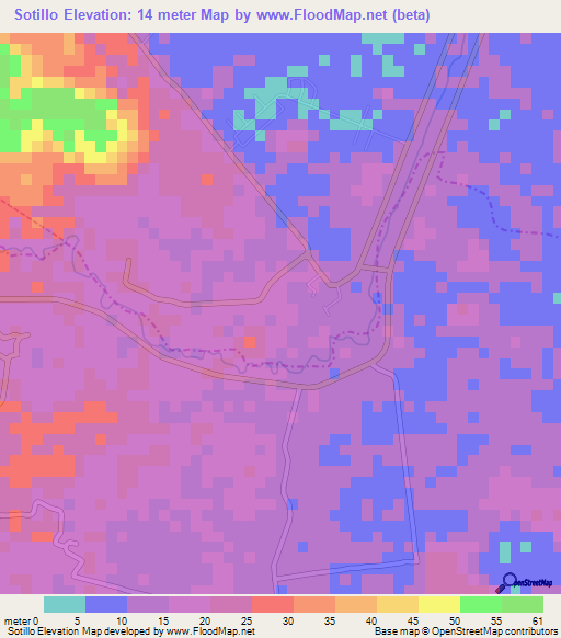 Sotillo,Venezuela Elevation Map