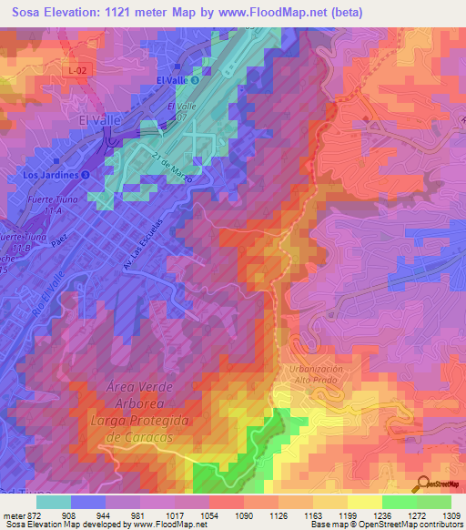 Sosa,Venezuela Elevation Map