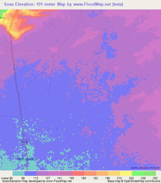 Sosa,Venezuela Elevation Map