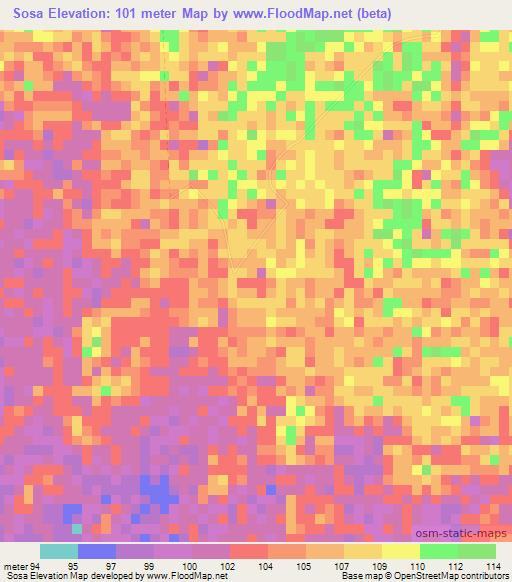 Sosa,Venezuela Elevation Map