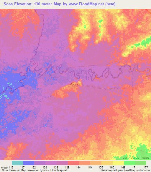 Sosa,Venezuela Elevation Map