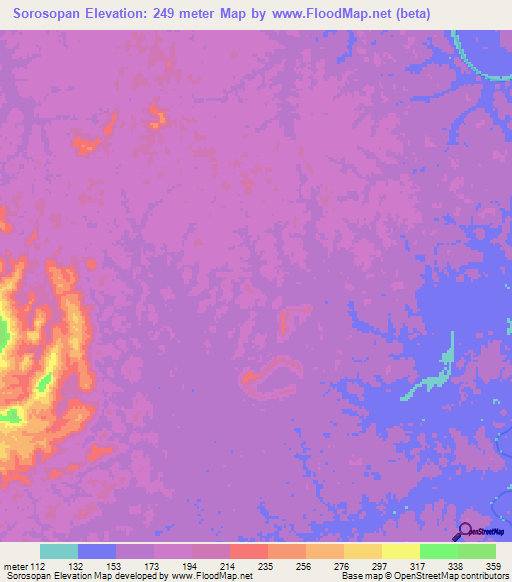 Sorosopan,Venezuela Elevation Map